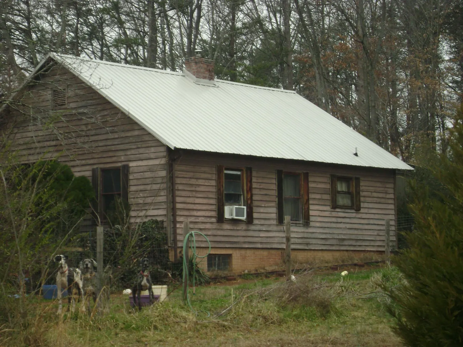 White metal roof on an old wood sided farmhouse, from a Asphalt Shingle Roof Repair job in Aquasco